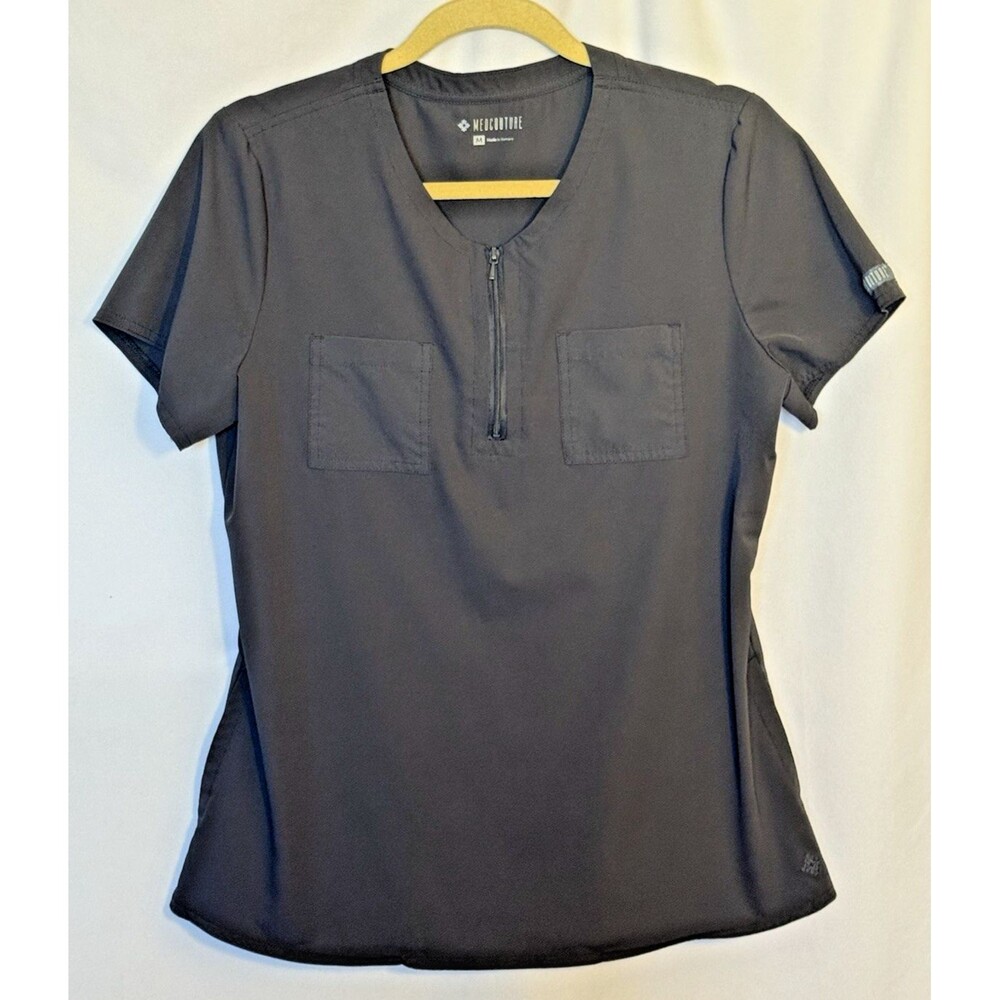 Medcouture Scrub Top Women's Medium 4 Pockets Medical Nursing Vet Shirt